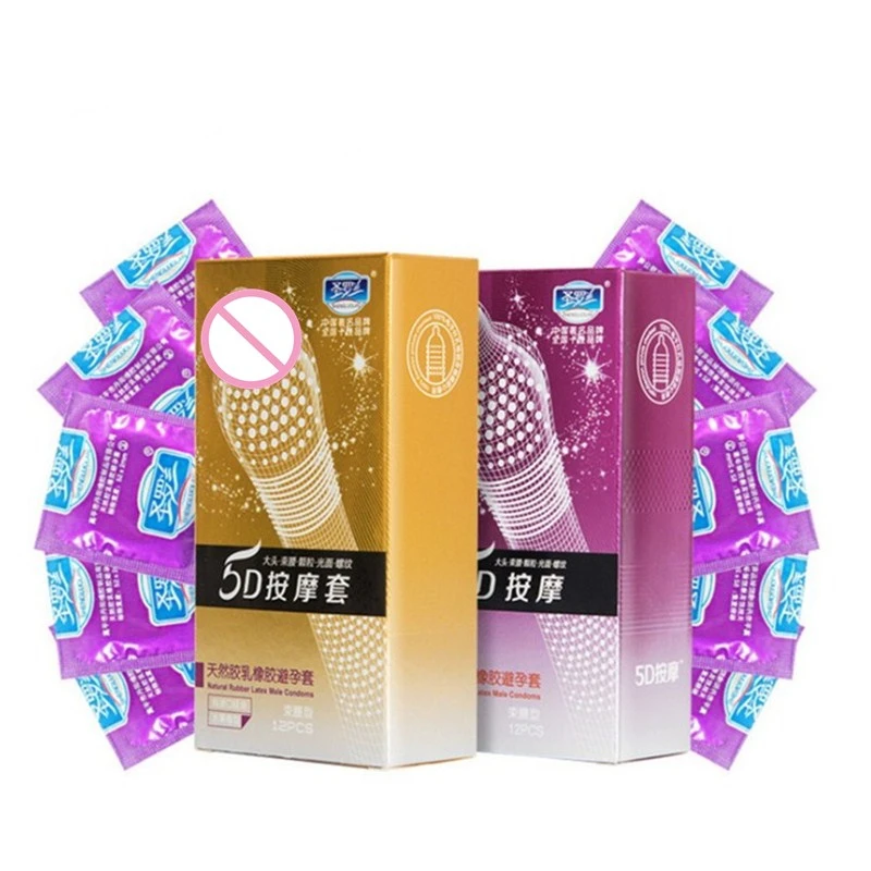 5D Dotted Thread Ribbed Condoms 0