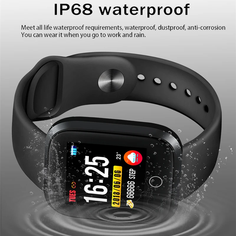 LIGE IP68 Водонепроницаемый умный Спортивный Браслет фитнес трекер кровяное