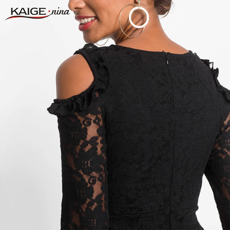 Kaige. Nina женское платье осенние платья с круглым вырезом однотонная кружевная Женская одежда с принтом шикарные винтажные вечерние платья 18021