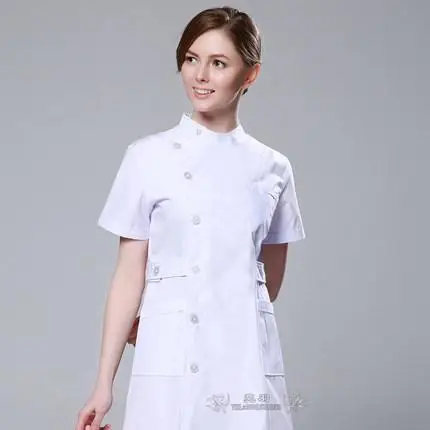 Collar White Одежда для медсестер для женщин короткий рукав тонкая медицинская одежда Униформа белые медицинские хирургические халаты костюмы - Цвет: Collar White