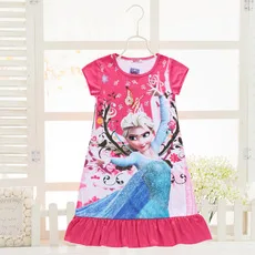 Disney princess summer night dress children pajama children home clothing baby cartoon Frozen Elsa nightgown girl sleepwear robe - Цвет: 10