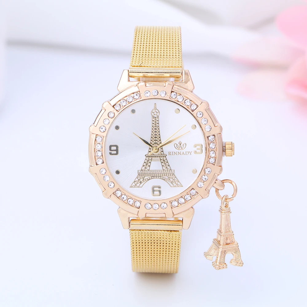 Прямая поставка 12 стиль Роскошные Брендовые Часы женские золотые часы с подвеской браслет элегантные Стальные кварцевые наручные часы Часы Relogio Feminino - Цвет: 10