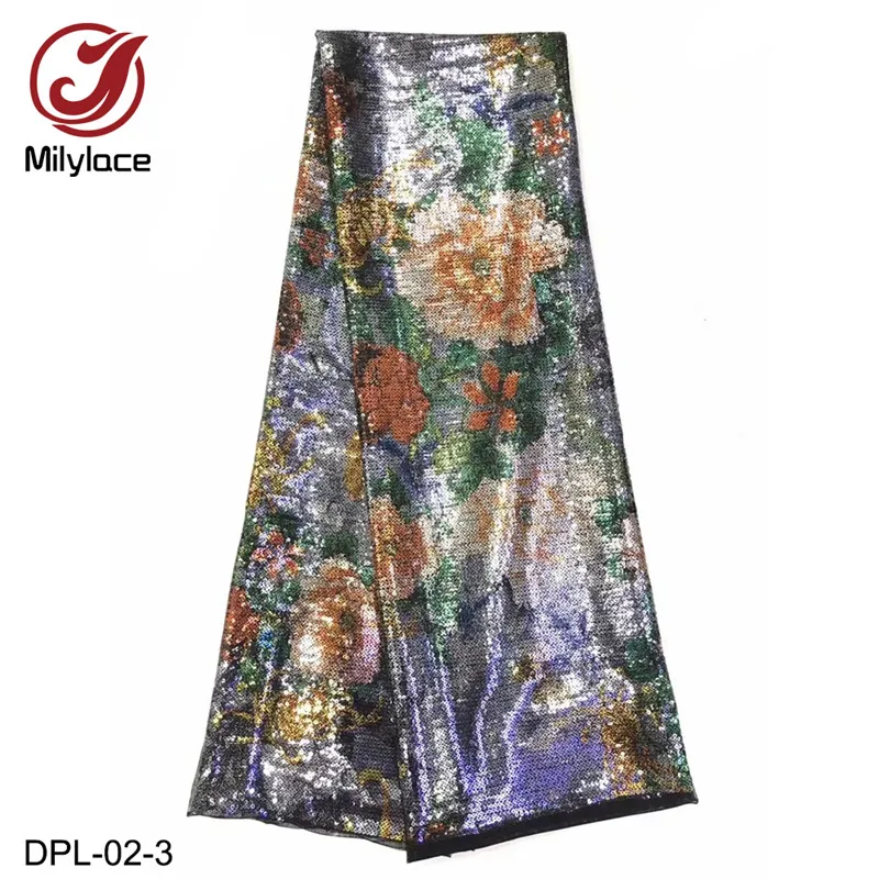 Color 3 Milylace блестящая Кружевная Ткань 5 ярдов нигерийские кружева сеточка ткань с блестками цветочный узор для вечеринки одежда DPL-02 - Цвет: Color 3