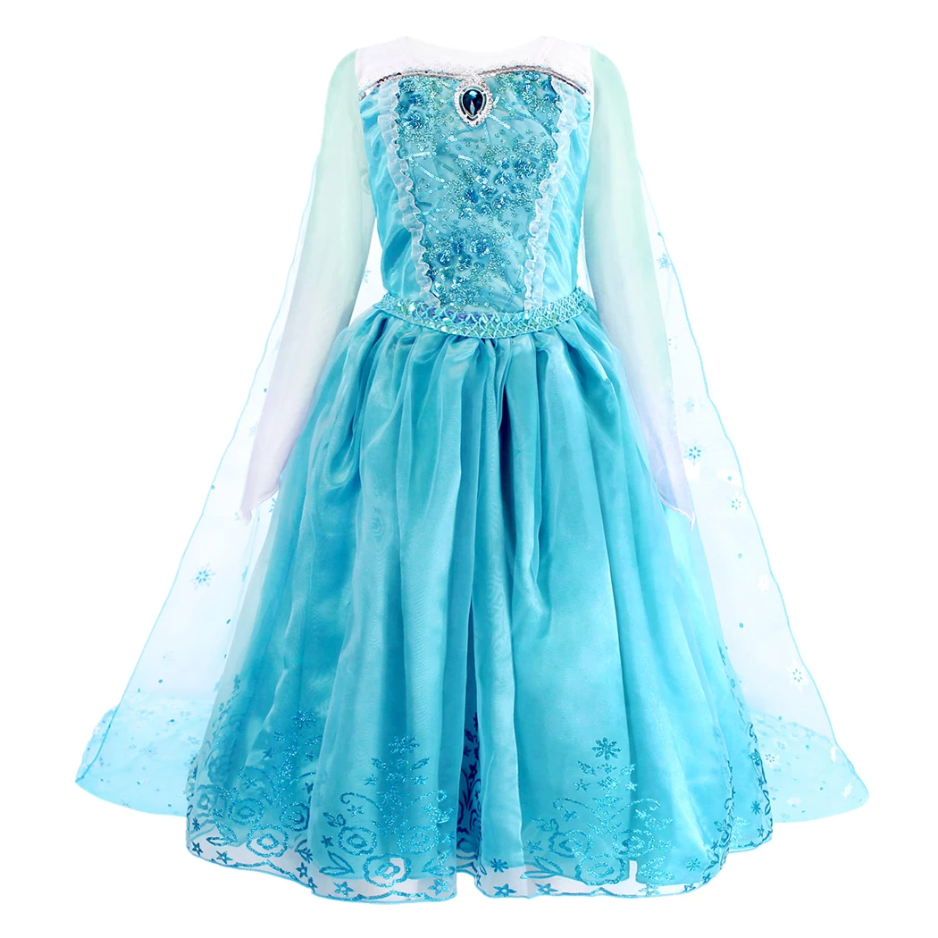 AmzBarley/костюм принцессы Эльзы с блестками для девочек; платье Снежной королевы с длинными рукавами для костюмированной вечеринки на день рождения, карнавал; детская одежда - Цвет: dress