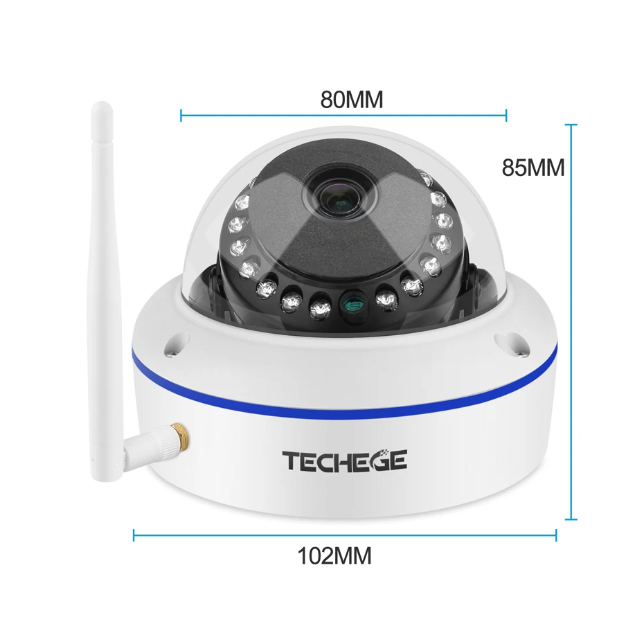 Techege 1080P купольная камера с WIFI Аудио Беспроводная Проводная камера ночного видения Антивандальная 2-мегапиксельная камера видеонаблюдения sd-карта слот Макс 64G Бесплатный адаптер