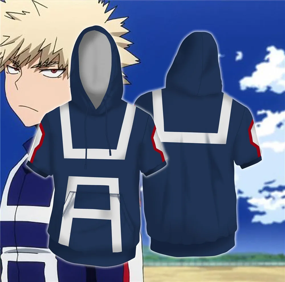 

Anime My Hero Academia Midoriya Izuku cosplay costume Gymnastics school uniform casual unisex short-sleeved hoodie t-shirt