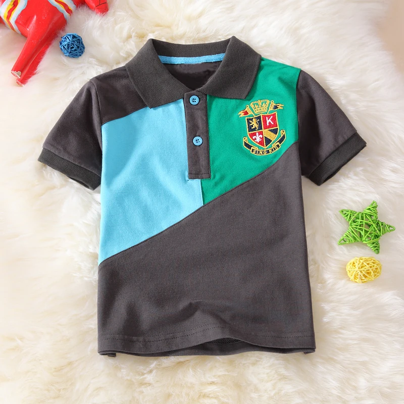 SHUZHI рубашки поло для мальчиков Лоскутные детские топы, рубашка для мальчиков Детская Футболка бейсбольная одежда с отворотом летняя Стильная Спортивная одежда для маленьких мальчиков, футболки
