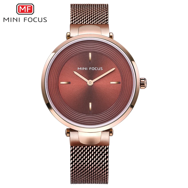 

MINI FOCUS Women's Luxury Quartz Watches Mesh Strap Dress Wristwatch for Woman Lady Simple Relogios Femininos Clock 0195L.05