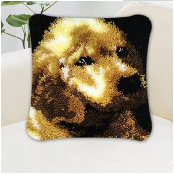 

5D DIY puppy picture The carpet embroidered pillow section embroidery embroidery yarn crochet embroidery stitch pillow Cushion