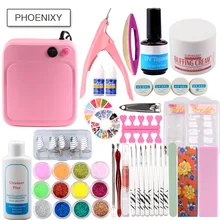 Набор для ногтей 36 Вт лампа Сушилка для ногтей УФ-гель набор 12 цветов пудра-Глиттер для ногтей кисти для УФ-геля Vanish Набор для французского маникюра Набор УФ-инструментов