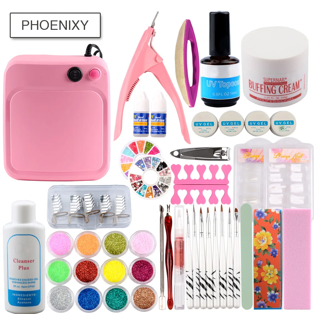 

Nail Kit 36W Lamp Nail Dryer UV Gel Set 12 Colors Nail Glitter Powder Nail Brush UV Gel Vanish French Tips Manicure Tool UV Set