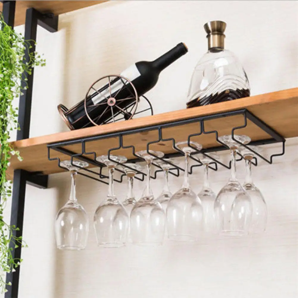 Porte-Verres à pieds Suspendu bar Rack à verres Rangement étagère à verres  Support de Verre à Vin Organisateur Cabinet Stockage