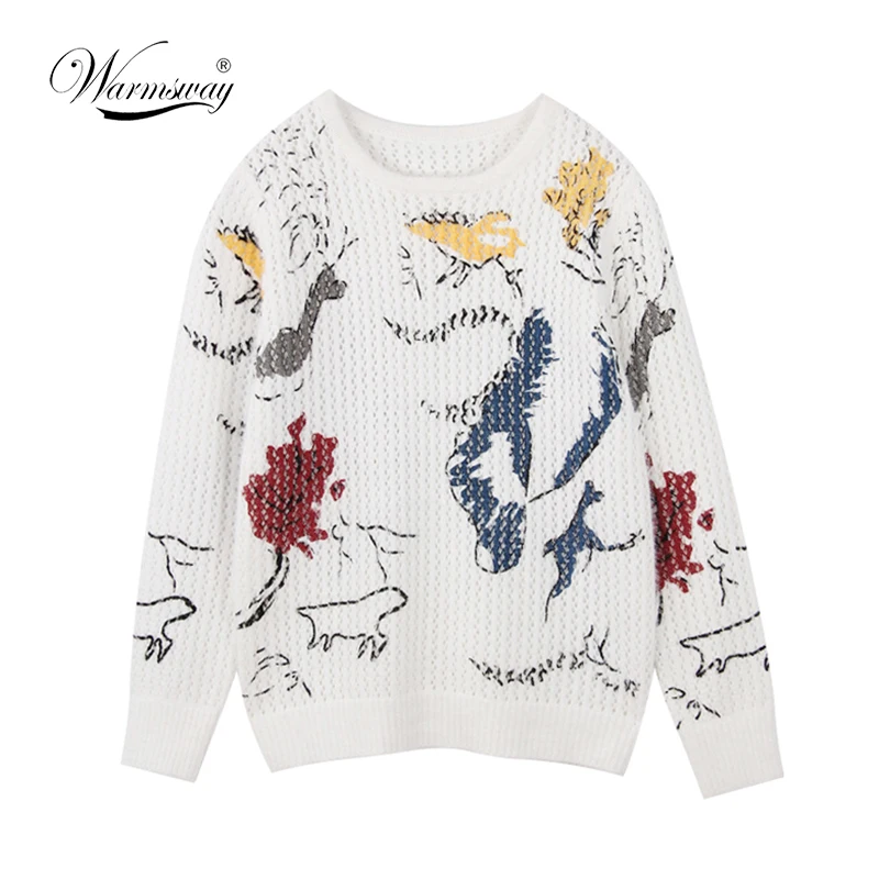 Pull Femme 2018 Spring Summer Hollow out Women Sweaters And Pullovers Print Thin Knitting Mohair jumper Female  C-057