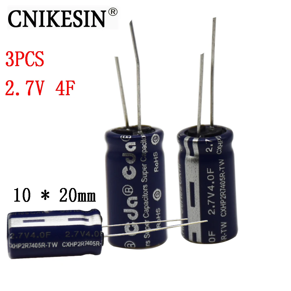 

CNIKESIN Ultracapacitors 2.7V 4F vehicle traveling data recorder Special capacitor 4F 2.7V Super capacitor winding 10 * 20mm