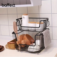 Baffect корзины для хранения стекируемые Проводные стойки железная стойка для хранения Органайзер полки для кухни Экономия пространства Проводная Корзина держатель