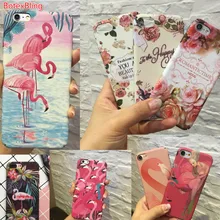 BotexBling 3D relief painted flowers Flamingo PC hard case for iphone 7 7plus 8 8plus 6 6s plus 6plus 5 5s se cover girl case