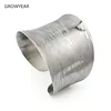 Engraving Wave Pattern Silver Color Wide Bracelet Cuff Bangle Stainless Steel Women Grils Fashion Jewelry 1PCS 1