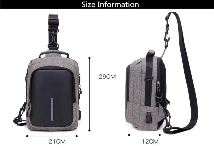 FengDong Мужская модная черная нагрудная сумка на ремне, водонепроницаемая сумка на плечо, мужские сумки через плечо, usb зарядка, маленькая сумка-мессенджер для мальчика