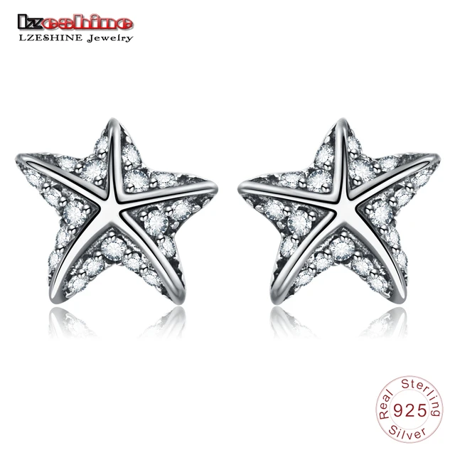 Lzeshine 100 925 Sterling Silver Starfish Stud Earrings With Pave Lzeshine 100 925 Sterling Silver Starfish Stud Earrings With Pave Zircon Jewelry For Women Fashion