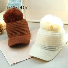 PCFDDR осенне-зимняя шапка Милая модная шерсть вязаная теплая шляпа для конной езды