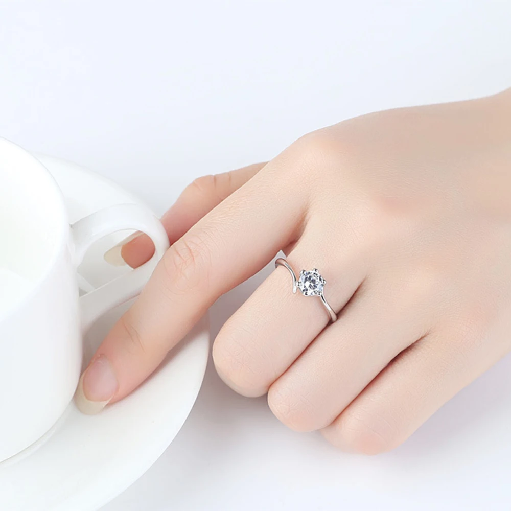 

Classical Six Claw Zircon Wedding Ring Fashion Jewelry Austrian Crystals For Women Engagement Stainless Steel Zirconia Rings