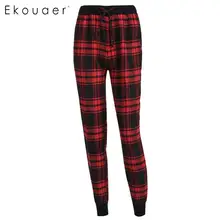 Ekouaer брюки на шнурке талии клетчатый костюм по фигуре пижамы женские пижамы пижамные штаны