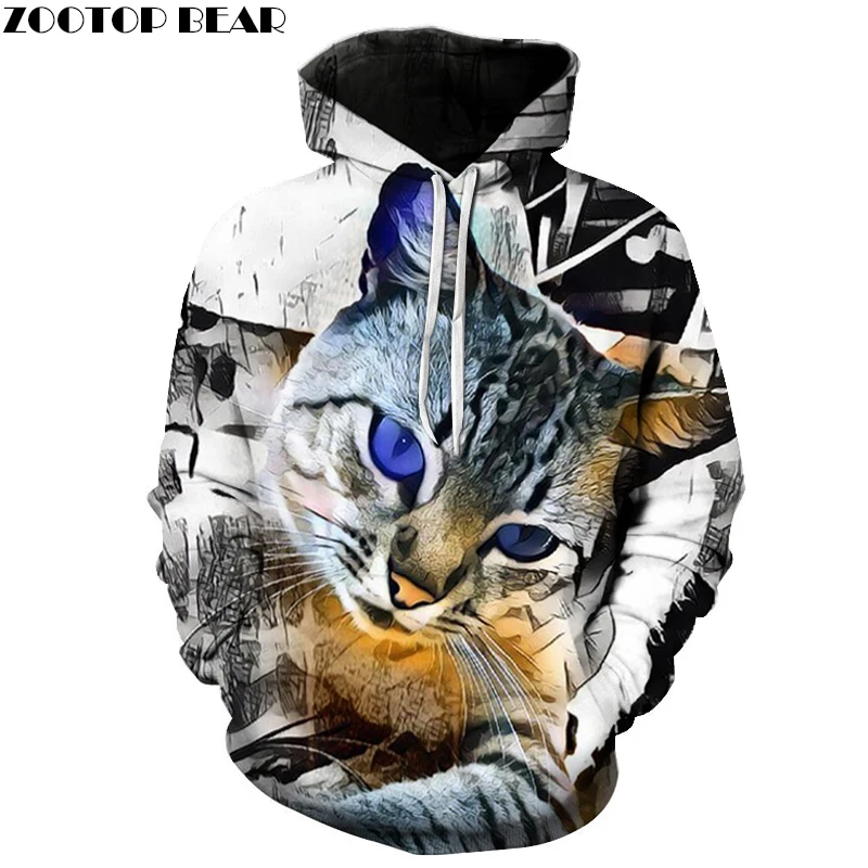 Anime Cat Printed Hoodies Men Women Sweatshirts Funny Tracksuits Autumn