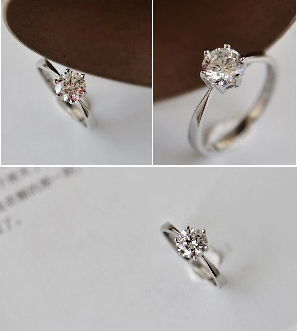 New 2014 Wholesale Love Wedding Ring Silver jewelry Classic Engagement Women 6Claws 6mm AAA Swiss Arrows CZ