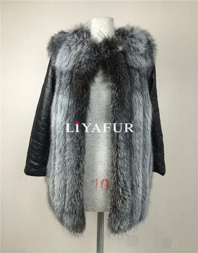 LIYAFUR Съемная Кожа рукавом натуральная толстые натуральный Silver Fox Мех животных зимний жилет пальто куртка для женщин Мода