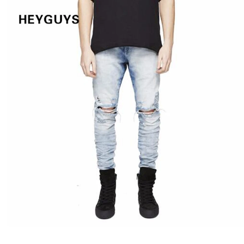 

HEYGUYS 2018 new original design hole pants jogger pants brand high quality jeans luxury man casual street straight hip hop