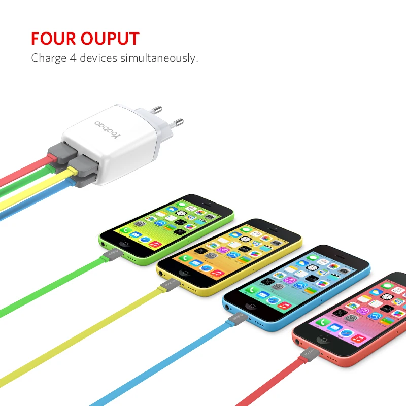 Yoobao зарядное устройство для мобильного телефона USB 4 переходник вилки евро 2.1A