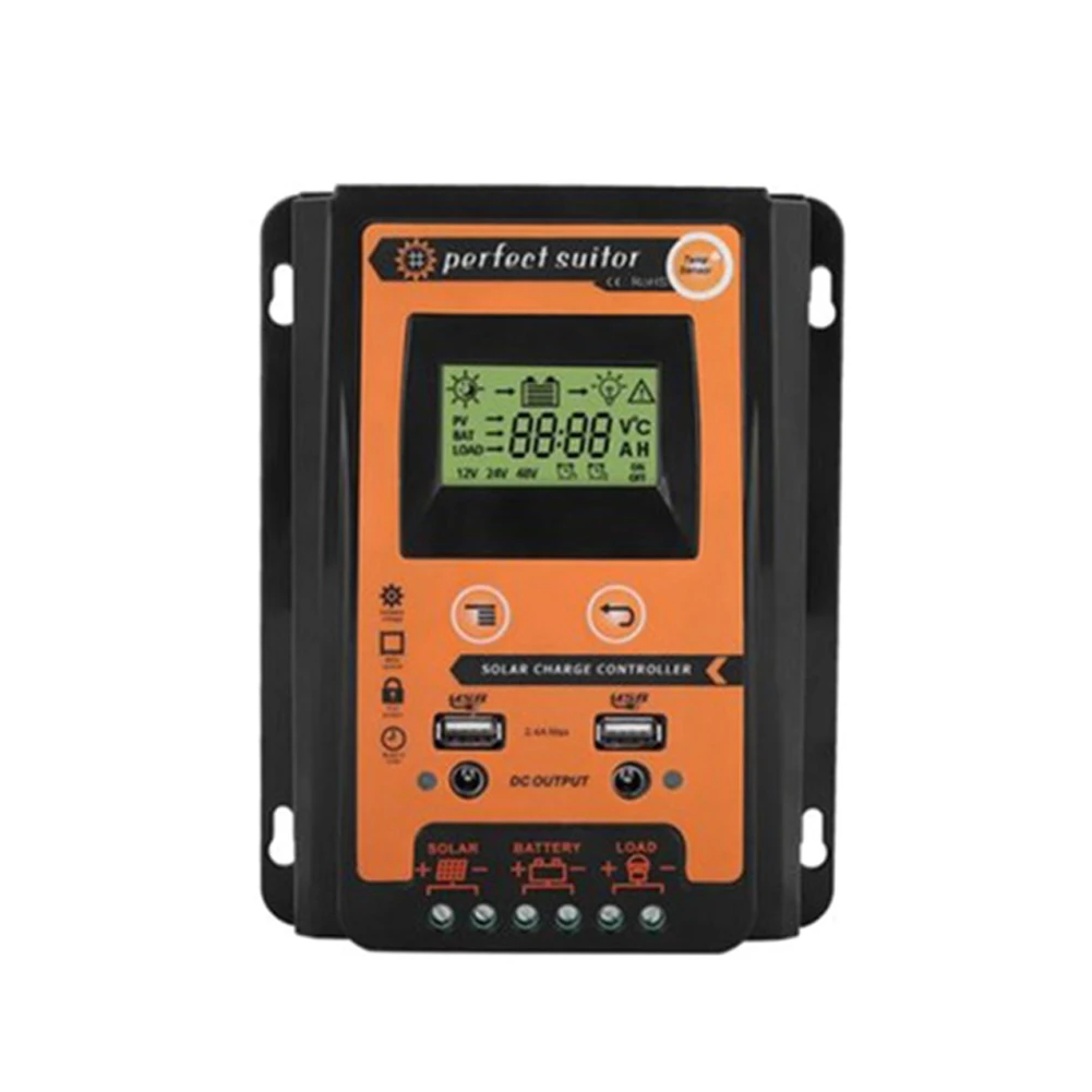 

12V/24V Overload Protection Home Use Dual USB Tool Solar Charge Controller Automatic LCD Display Panels Battery Regulator