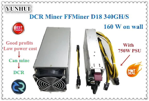 DCR miner FFMiner D18 340GH/S 160W mini и низкий уровень шума эффективность выше Innosilicon D9 для 56DB (с