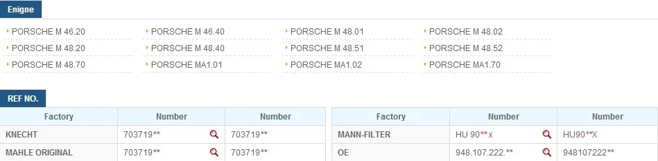 Масляный фильтр подходит для Porsche Cayenne 911 купе PANAMERA BENZ: X164-GL420 GL450 CDI oem: 94810722200# PH20