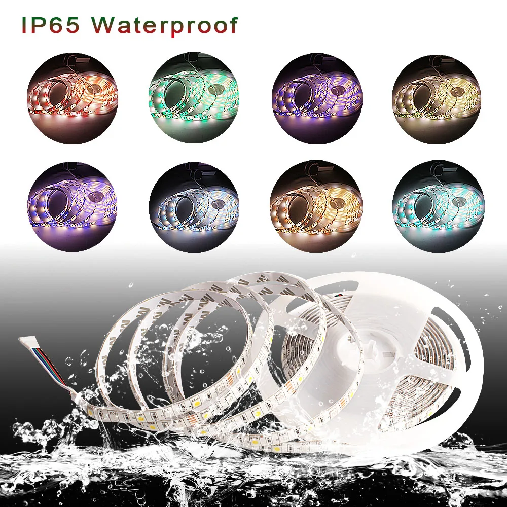 

RGB LED Strip Waterproof SMD 5050 12V Fita De Led Light Strips 300 5M 60LEDs/m RGB Flexible Neon Tape Ribbon Tira Led Strip 220V