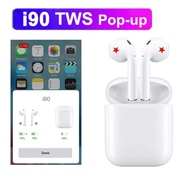 

i90 TWS Pop Up Bluetooth 5.0 Earphone 6D Stereo Sound Touch Control support Wireless Charging pk i10 i15 i30 i60 i80 i100 tws