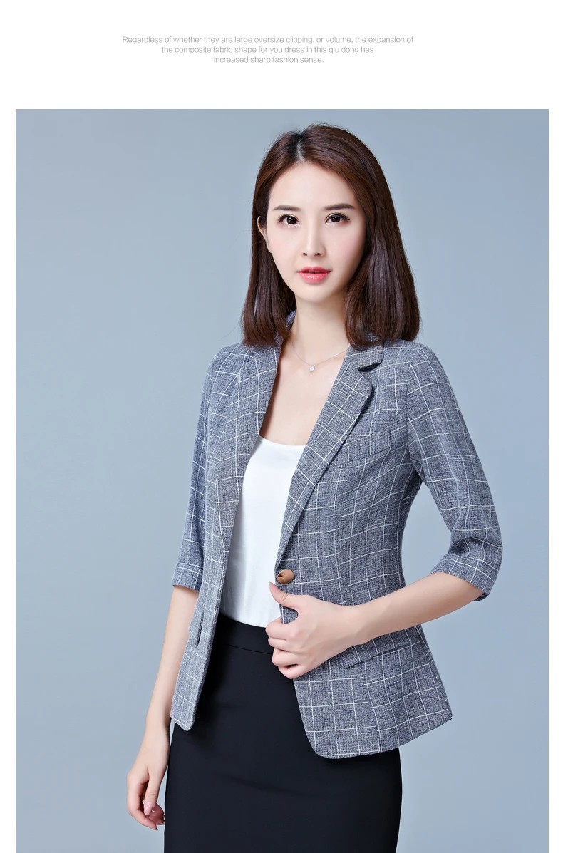Негабаритный 5XL женский модный осенний блейзер в клетку с длинным рукавом, Повседневная тонкая куртка, элегантный офисный бизнес для