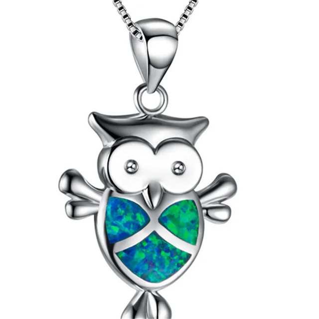FDLK  Hot New Arrival Cute Ocean Beach Jewelry Blue Opal Sea Turtle 1PC Allergy Free Adjustable Pendant Necklace Owl