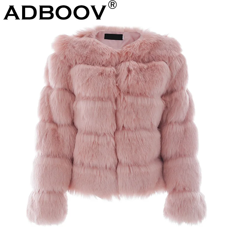 ADBOOV Vintage Fluffy Faux Fur Coat Women Short Furry Fake Fur Winter Jackets Outerwear 2018 Winter Casual Party Overcoat