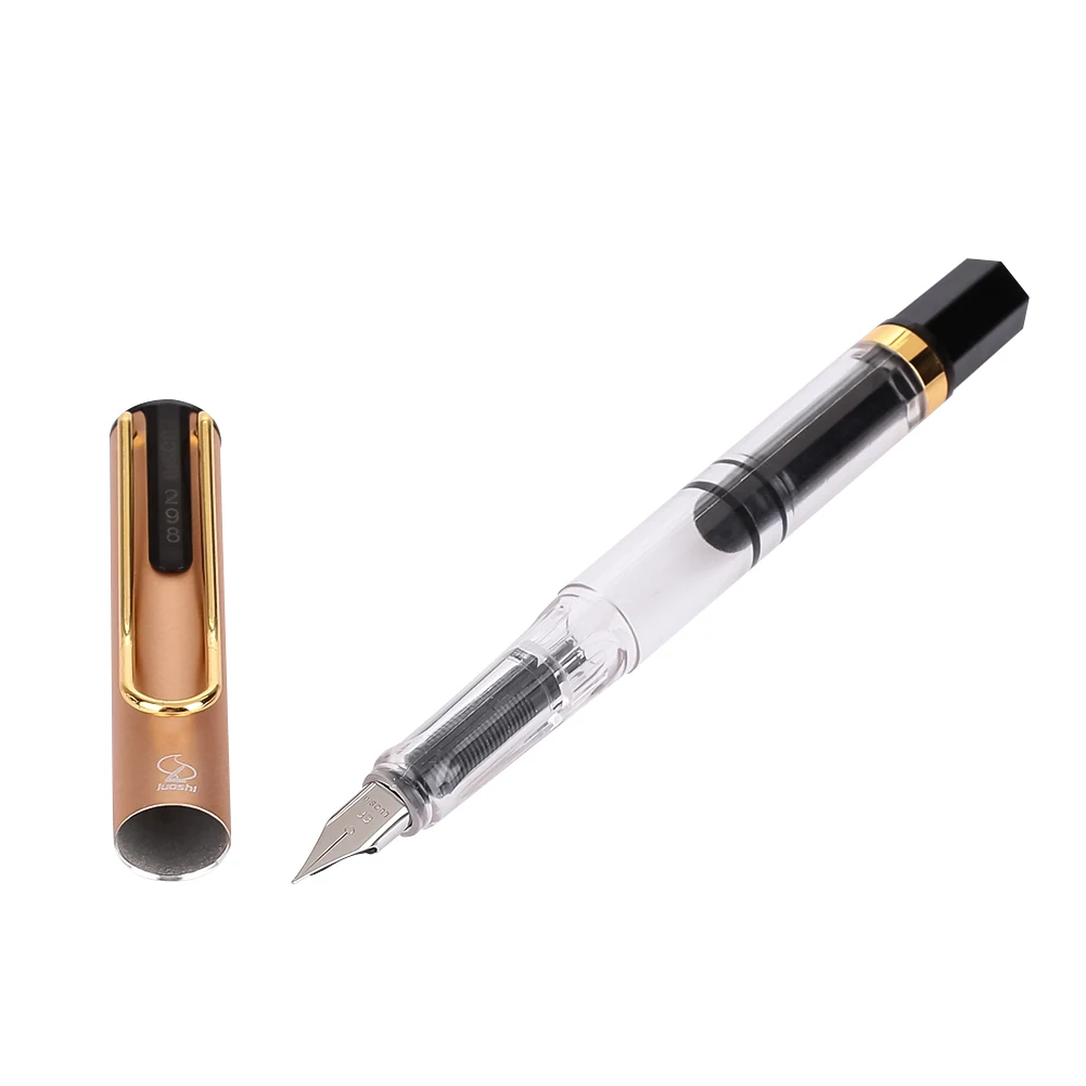 Fountain Pen Fine Nib Ink Fountain Pen Home Piston Fountain Pen Stainless Steel 14.3cm