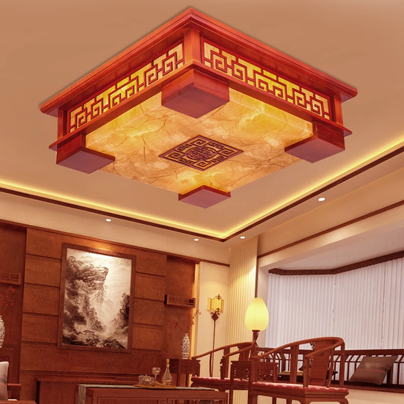 

Chinese style Wooden ceiling lamps LED Pendant light bedroom living room lights sheepskin lamps lighting ZS78