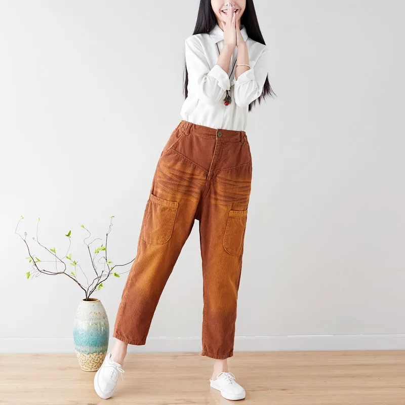 Женские винтажные брюки размера плюс, Новое поступление, корейские Модные шаровары, женские повседневные брюки, Pantalon Femme