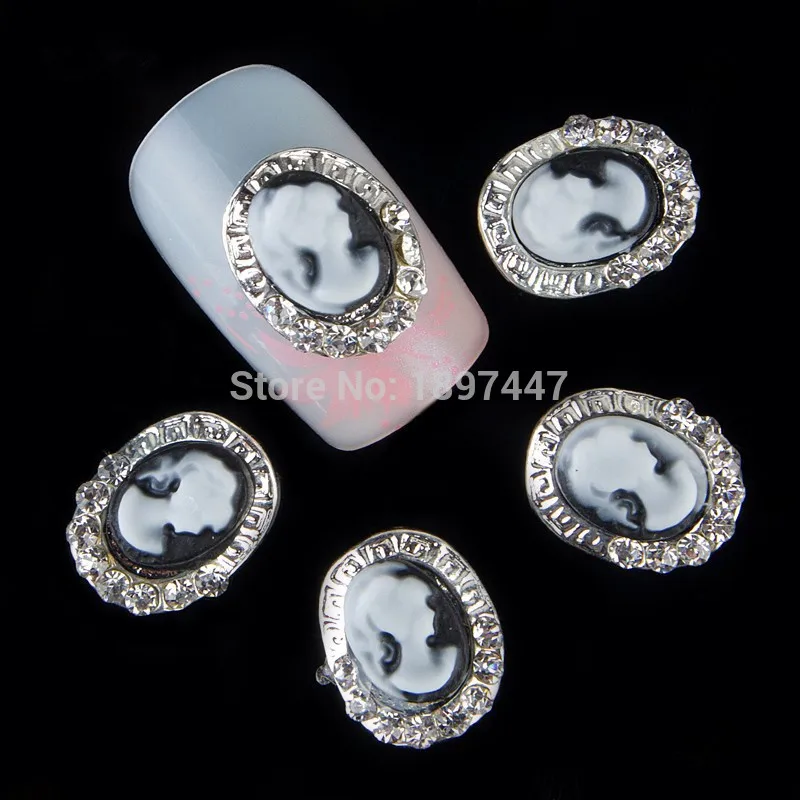 10 шт. фантазии Камея 3D Подвески Стразы Красота Глава Nail Art сплав ювелирные