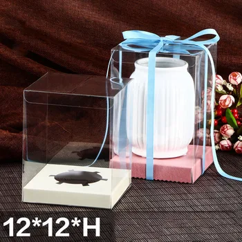 

Wholesale transparent PVC box with multi-color base Apple gift box Doll display box rectangular Wedding sugar packaging box