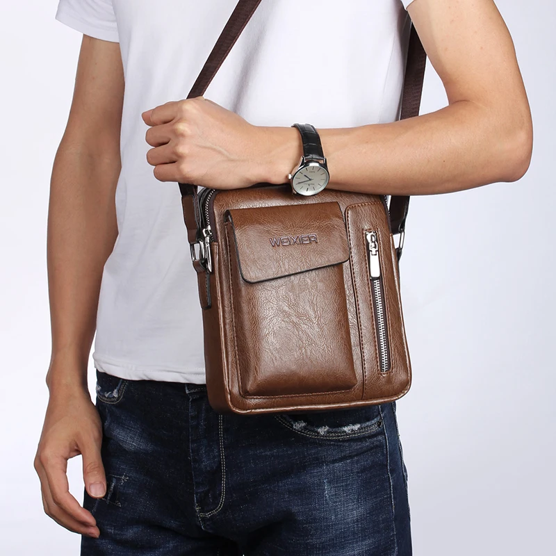 

SHUJIN Hot Sale New Fashion Bag For Men PU Leather Shoulder Bag Male Travel Casual Small Flap Men Crossbody Retro Design 2019