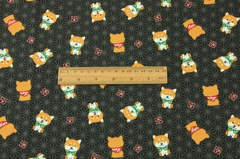 Половина ярда импорт хлопок лен японский мягкий бриз мультфильм собака печать ткань для ручной работы DIY сумка telas A689