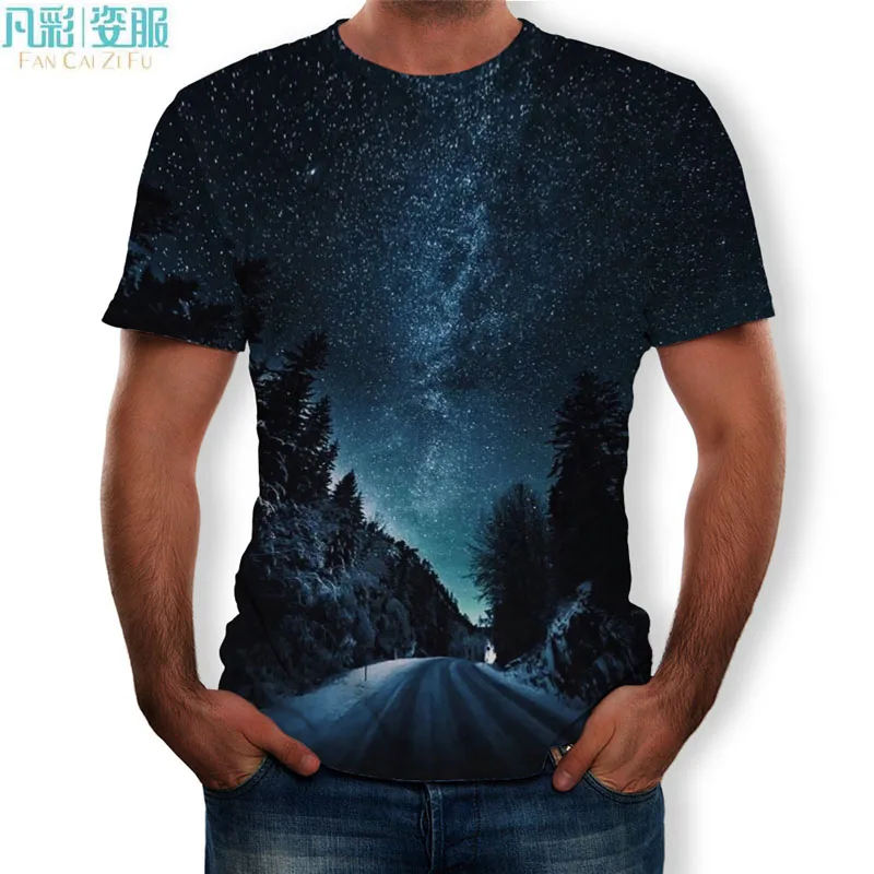 

2019 beautiful nature landscap 3D Print Short Sleeves Men t shirt Harajuku Summer beach Men tshirt Tops Plus Size shirt