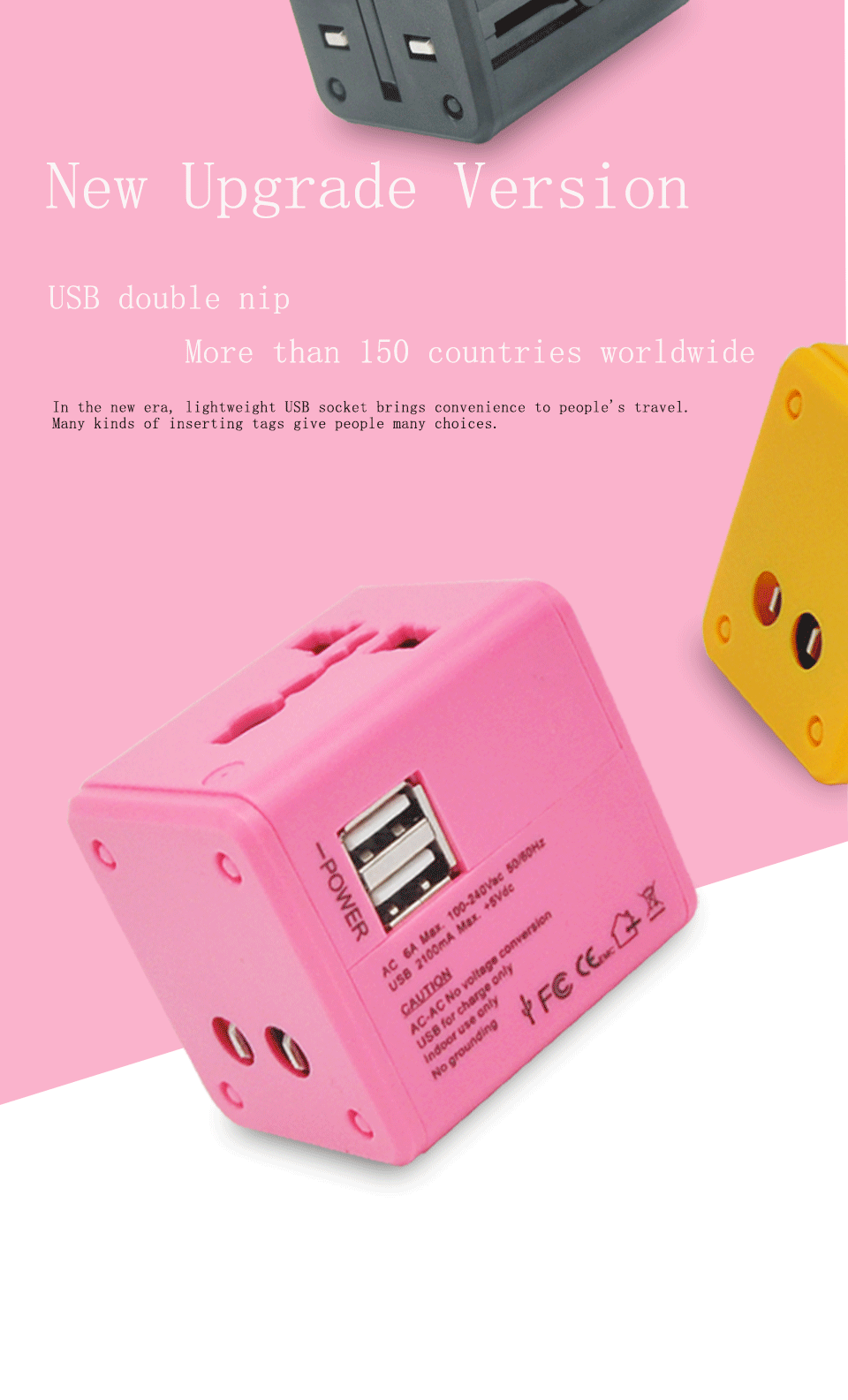 Universal Travel Adapter Electric Plugs Sockets Converter US AU UK EU with Dual USB Charging 2.1A Electrical Power Plug European (4)