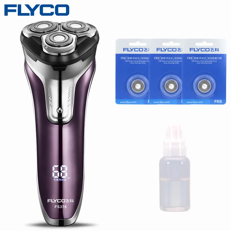 Comprar Afeitadora eléctrica Flyco 3D para hombre, afeitadora para cabeza, recargable, Aparador De Pelos Gemei, afeitadora corporal, FS376 F, húmeda y seca, 240V