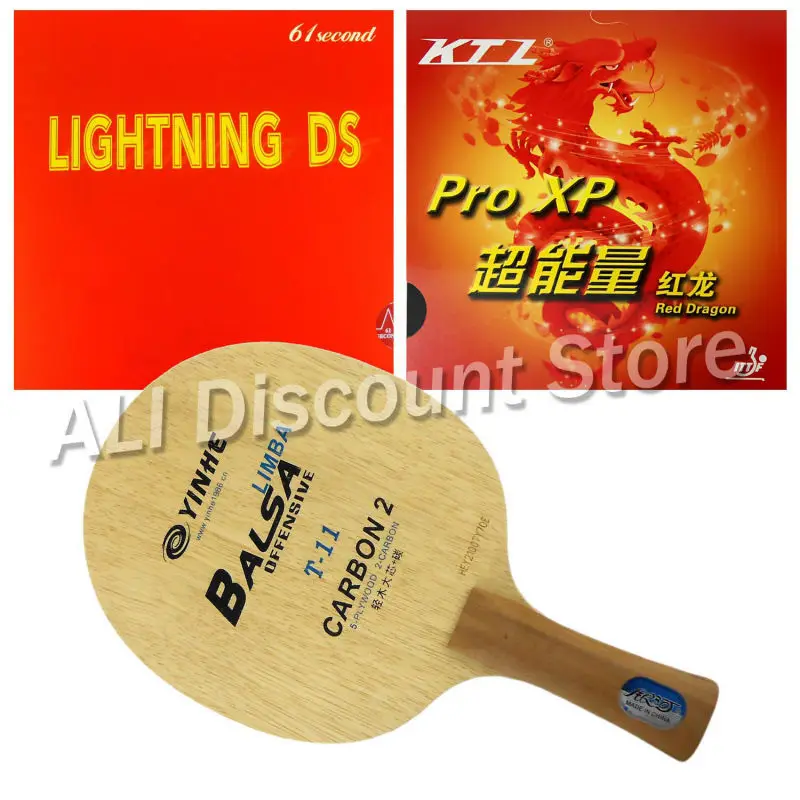 

Galaxy YINHE T-11+ Blade with 61second Lightning DS and KTL Pro XP Red Dragon Rubbers for a Table Tennis Combo Racket FL